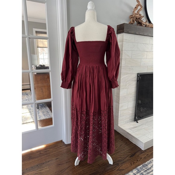 Free‎ People Empress Rock Midi Dress Cottagecore Square Neck Puff Sleeve XS - Picture 6 of 12